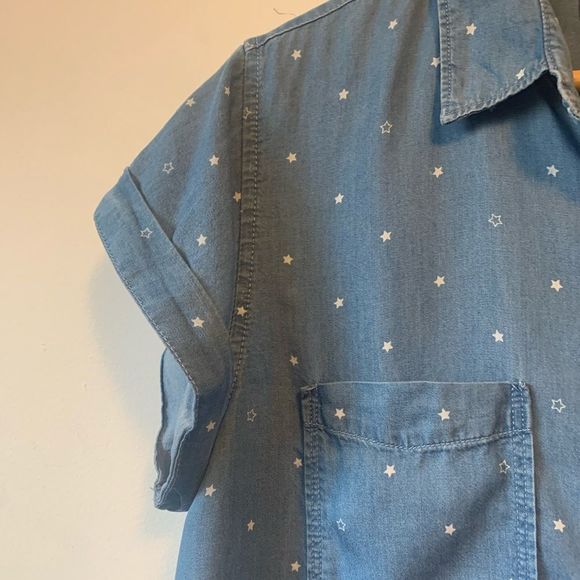 Thread & Supply Chambray Star Shirt Tencel Dress Sz Lg - Picture 4 of 12